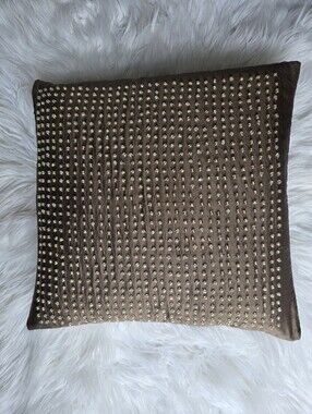 Vintage Luxe Versailles Hand-Beaded Raw Silk Decorative Pillow | 14" x 14"